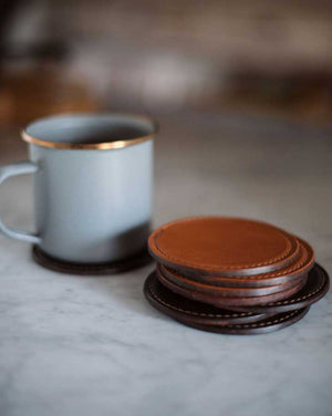 The Leather Coasters - Set of 4 | Camel