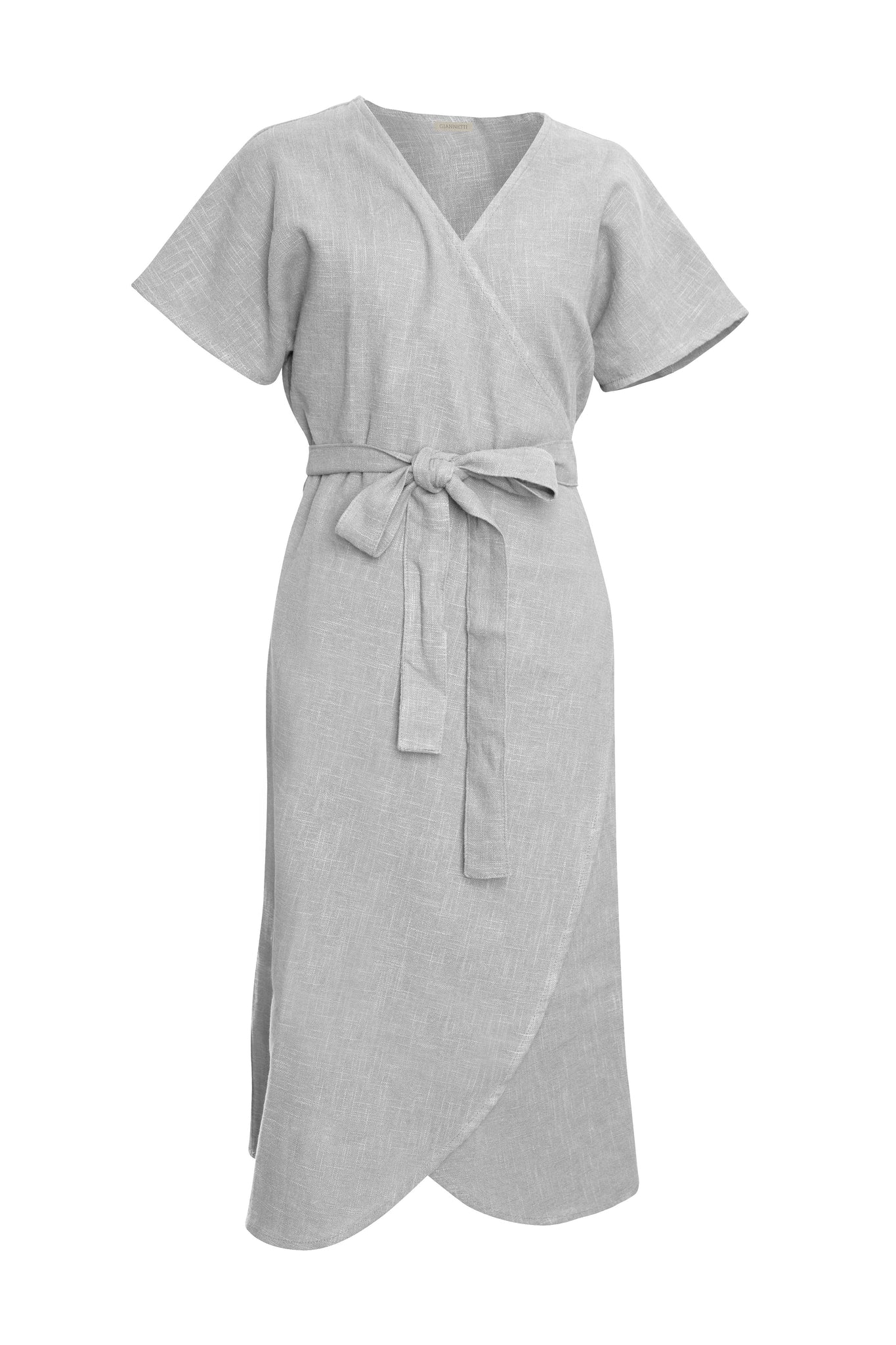 Silver Linen Wrap Dress - GIANNETTI