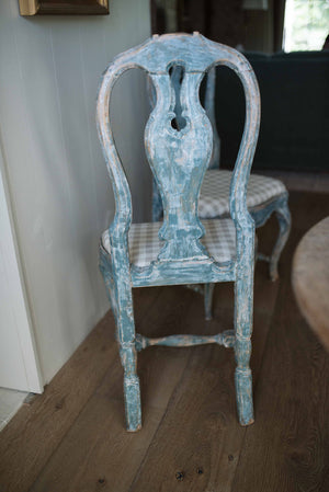 Pair of Blue Rococo Chairs c1780