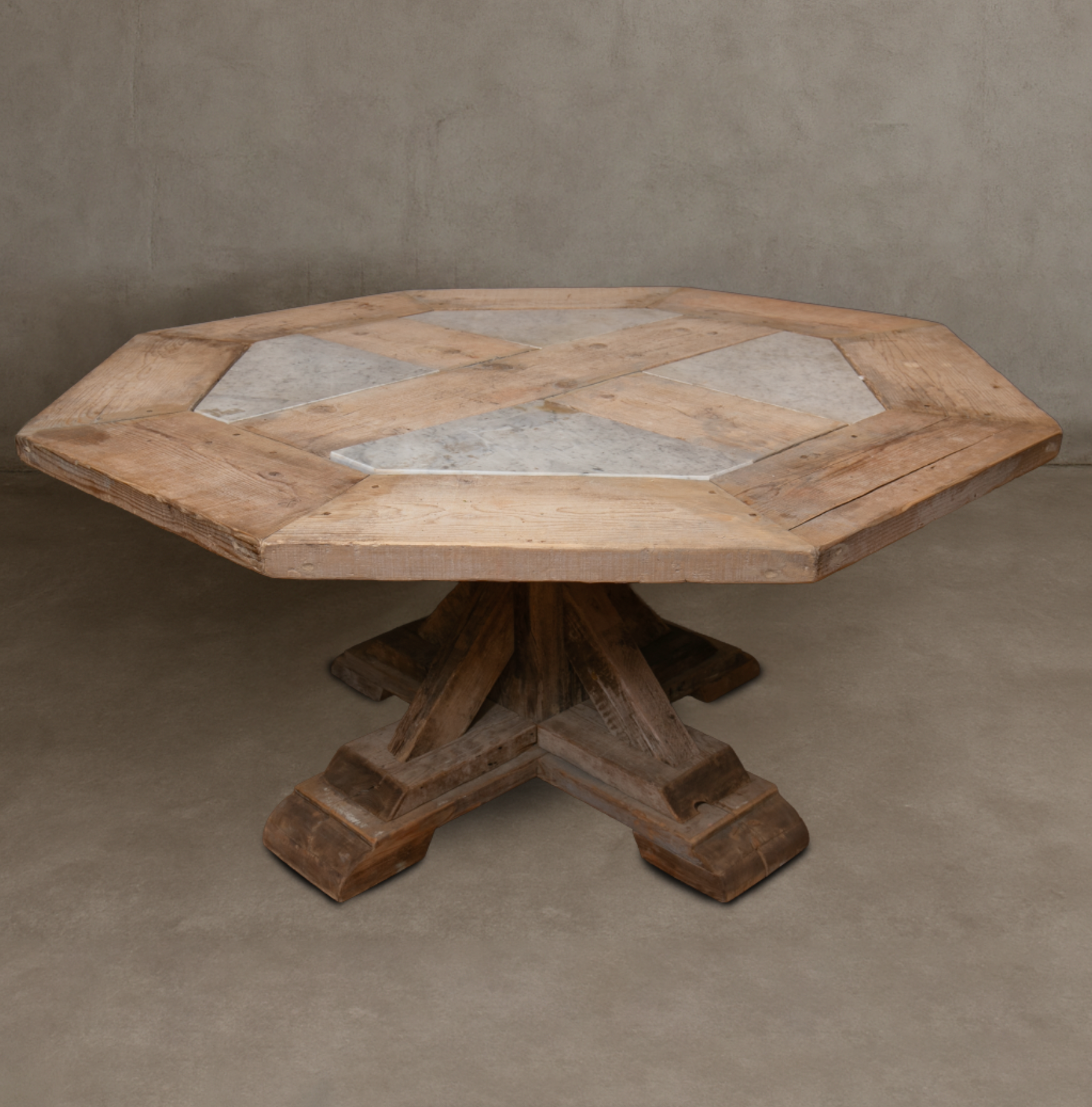 Marble & Wood Octagonal  Dining Table