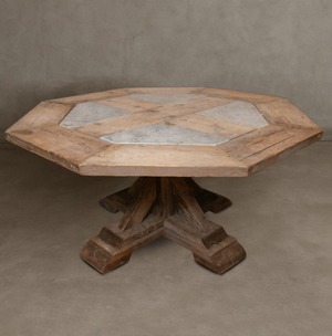 Marble & Wood Octagonal  Dining Table