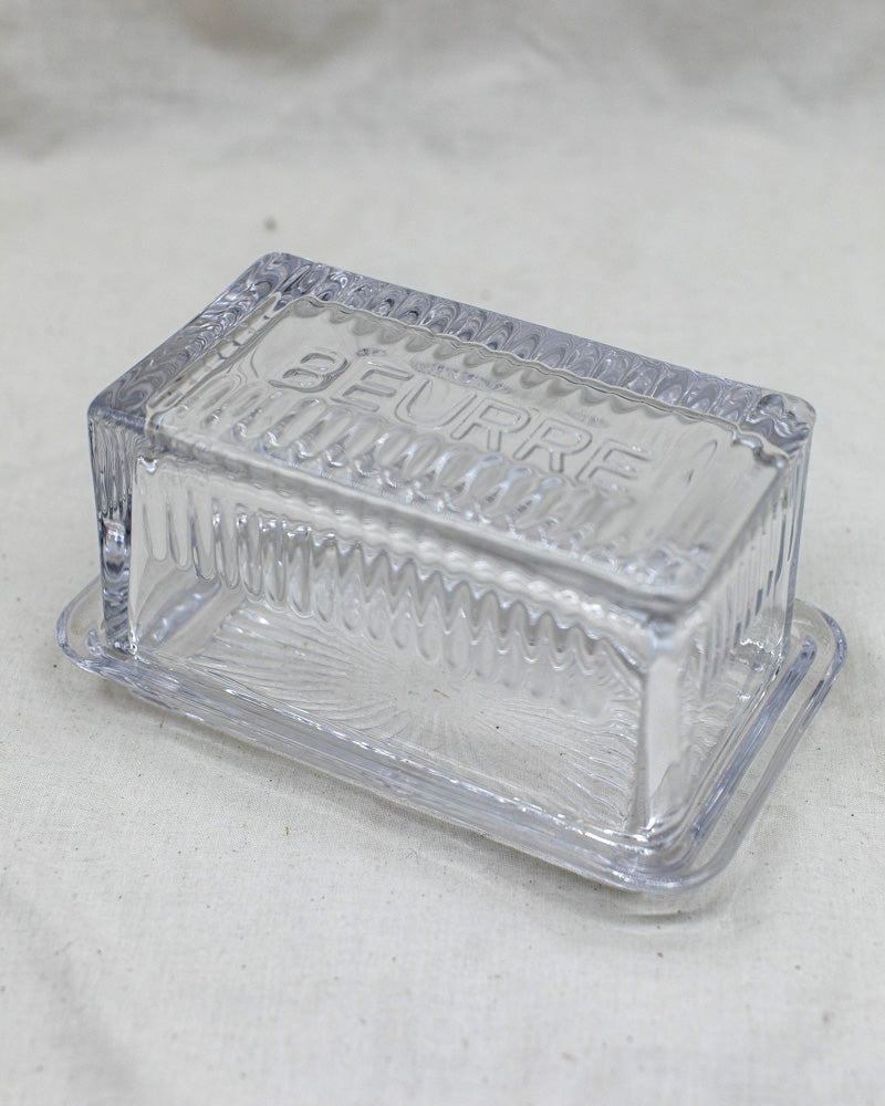 Depression Glass Butter Dish "Beurre"