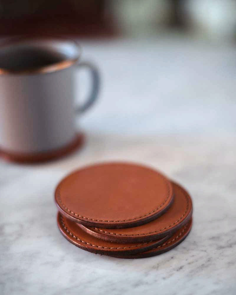 The Leather Coasters - Set of 4 | Camel