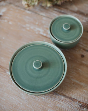 Ceramic Short Lidded Jars in Meadow
