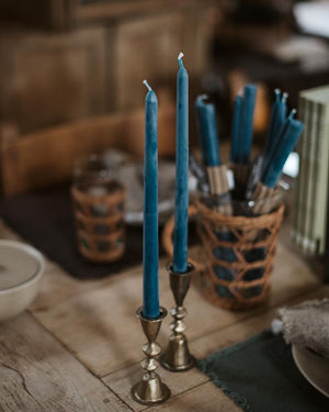 12" Taper Candle Pair, Turquoise