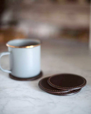 The Leather Coasters - Set of 4 | Tobacco