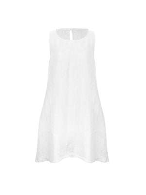 White Sleeveless Linen Tunic