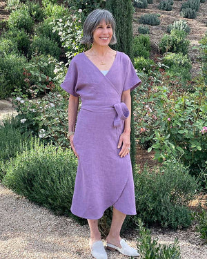 Lilac Linen Wrap Dress