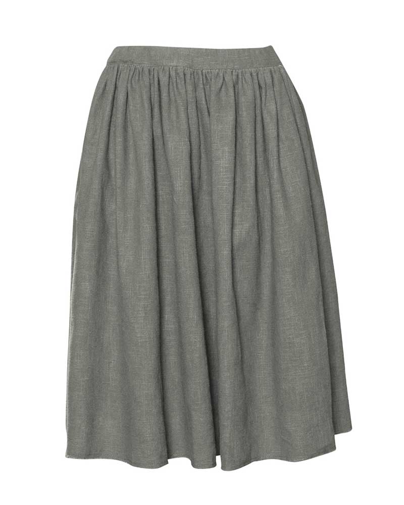Sage Raw Edge Linen Skirt