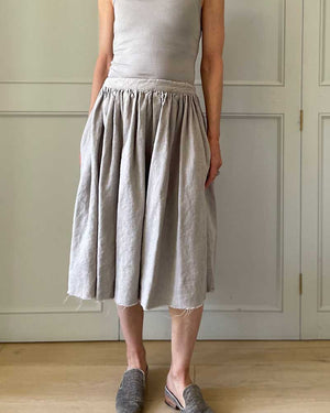 Silver Raw Edge Linen Skirt