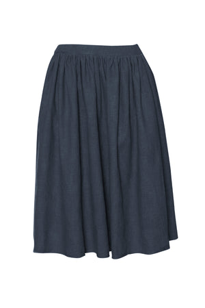 Indigo  Raw Edge Linen Skirt - GIANNETTI