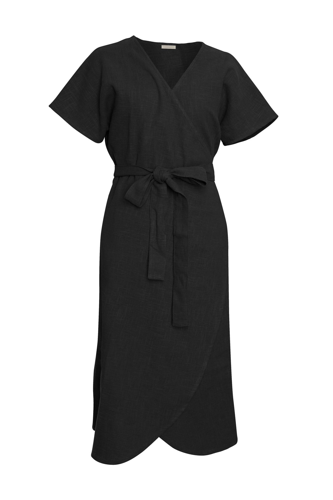 Black Linen Wrap Dress - GIANNETTI