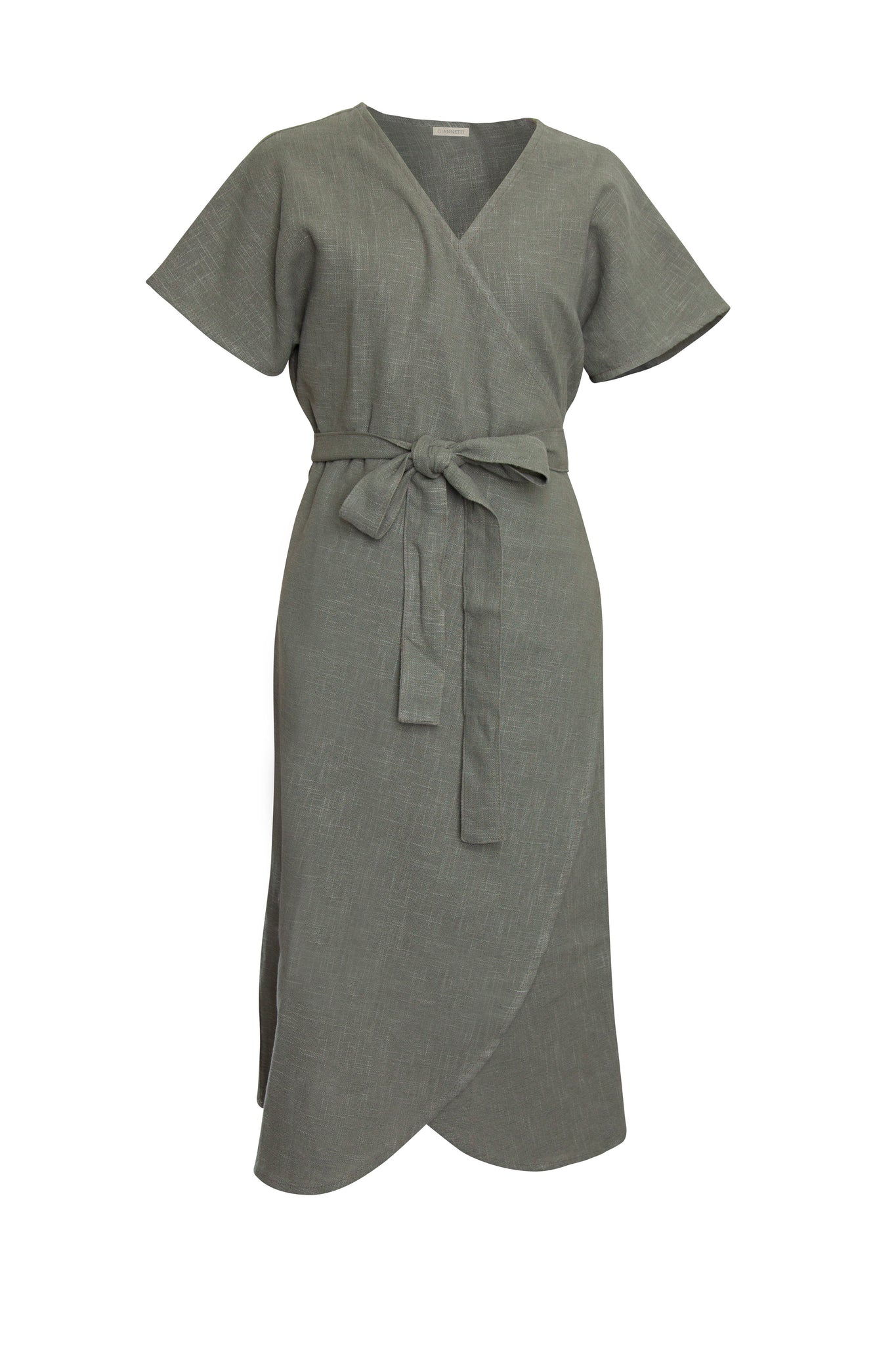 Sage Linen Wrap Dress - GIANNETTI